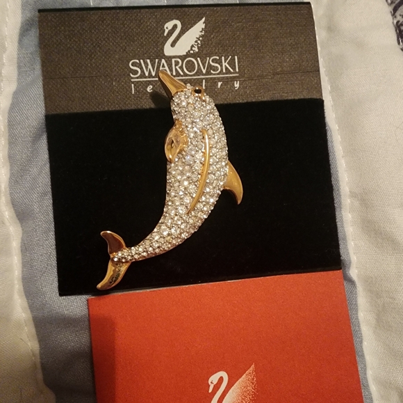 Swarovski Dolphin Pin Brooch - Picture 1 of 2
